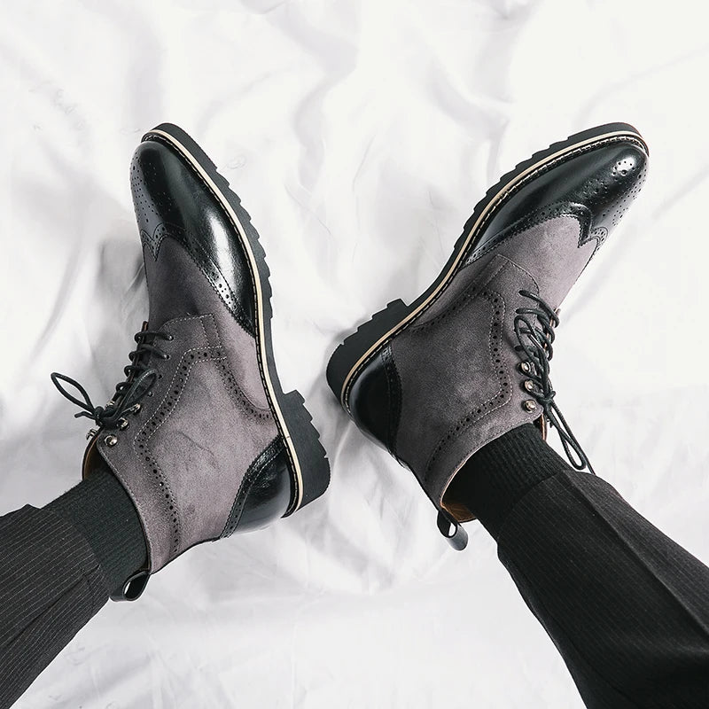 Classic Brogue Wingtip Lace-up High Ankle Business Boots