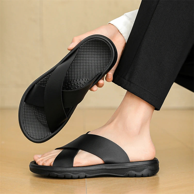 Men´s Leather Slippers with Soft Sole