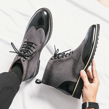 Classic Brogue Wingtip Lace-up High Ankle Business Boots