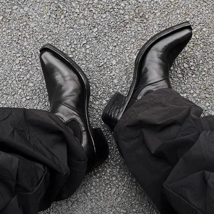 High-top Men's heightened thick-soled pointed-toed Chelsea British casual trendy high-heeled wizard boots