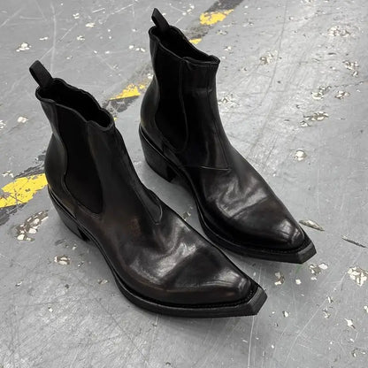 High-top Men's heightened thick-soled pointed-toed Chelsea British casual trendy high-heeled wizard boots