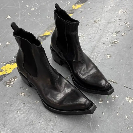 High-top Men's heightened thick-soled pointed-toed Chelsea British casual trendy high-heeled wizard boots