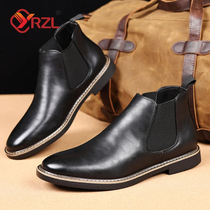 Men Chelsea Boots Brand Retro Comfortable PU Leather Ankle Boots