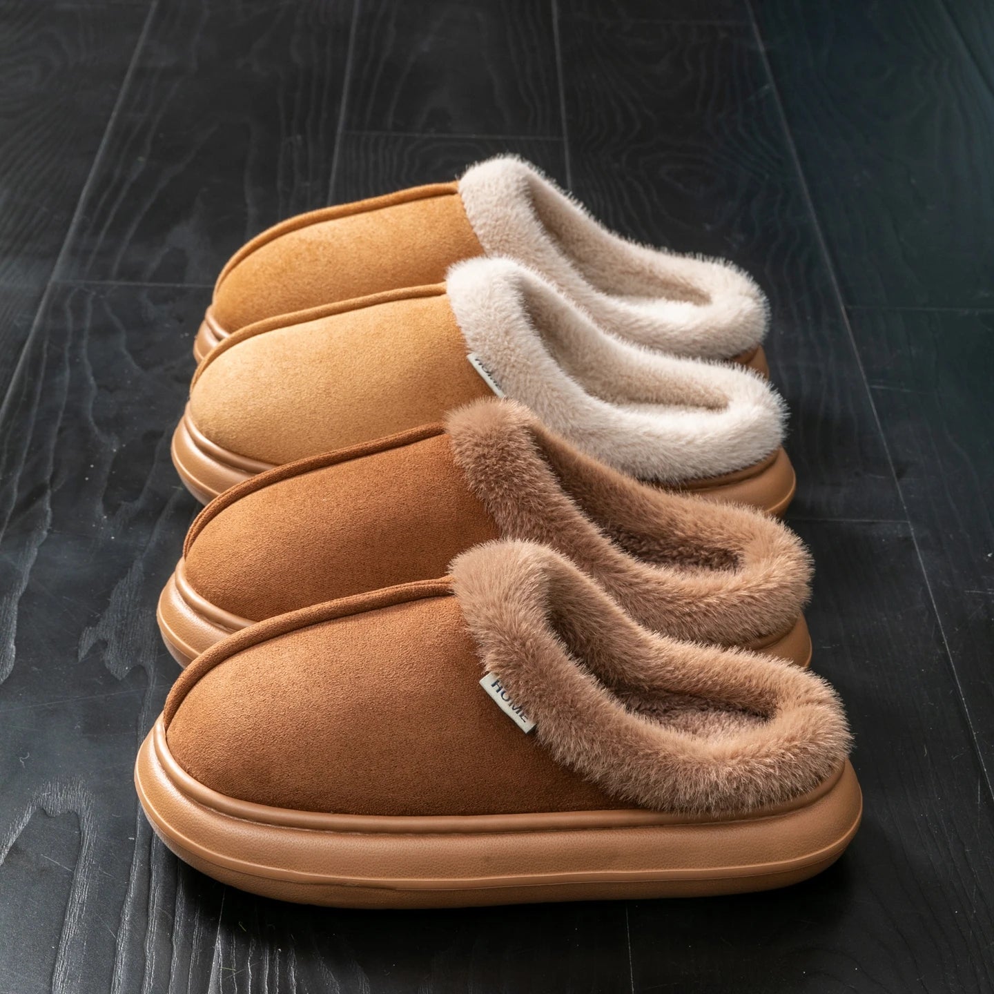 Men's Warm Non-Slip Slippers, Plush Fleece Lined Fuzzy House Shoes with Thick Sole for Indoor Home Use in Fall/Winter