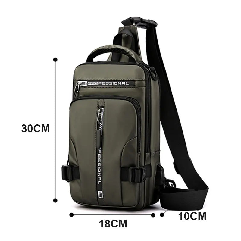Men's Chest Bag Multifunction Travel Small Backpack Man Crossbody Bags with USB Port Men Shoulder Bag Fashion Chest Pack