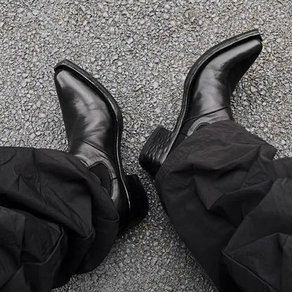 High-top Men's heightened thick-soled pointed-toed Chelsea British casual trendy high-heeled wizard boots