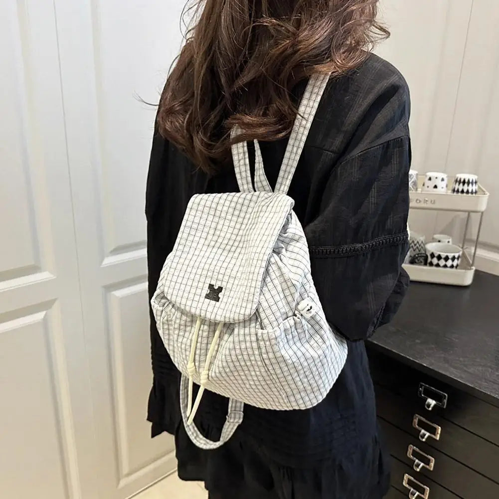 New Plaid Drawstring Backpack