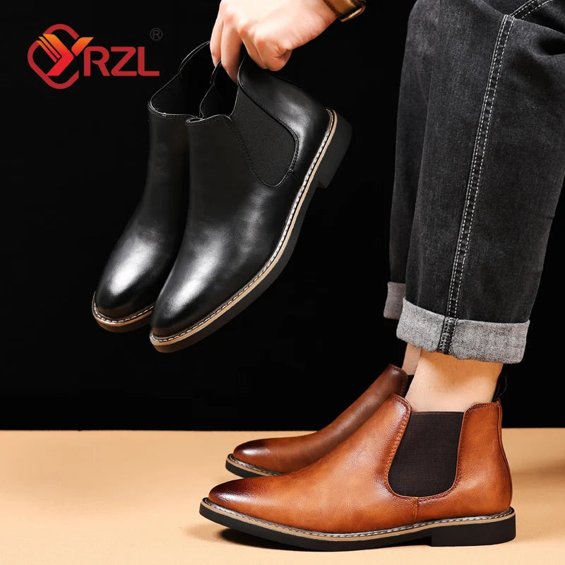 Men Chelsea Boots Brand Retro Comfortable PU Leather Ankle Boots