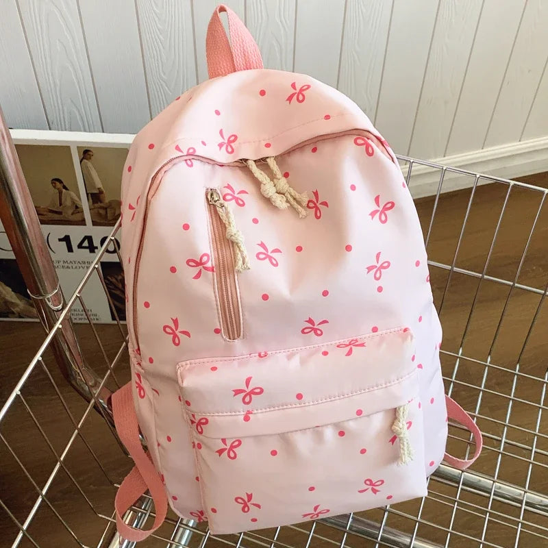 Bow Print  Straps Large Capacity Backpack for Daily Use