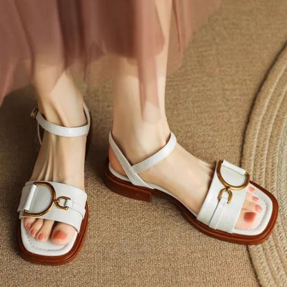 Women's  Thin Open-toed Buckle Low-heeled Shoes