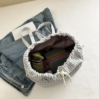 New Plaid Drawstring Backpack