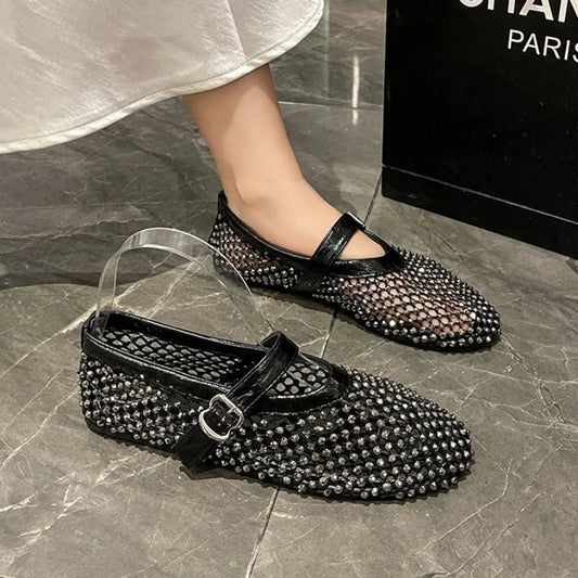 Women Mesh Ballet Flats Sandals Flat