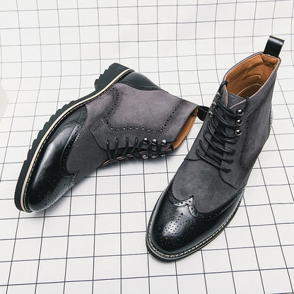 Classic Brogue Wingtip Lace-up High Ankle Business Boots