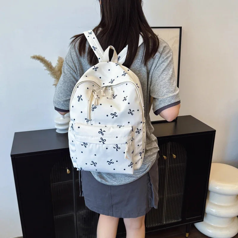 Bow Print  Straps Large Capacity Backpack for Daily Use