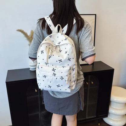 Bow Print  Straps Large Capacity Backpack for Daily Use