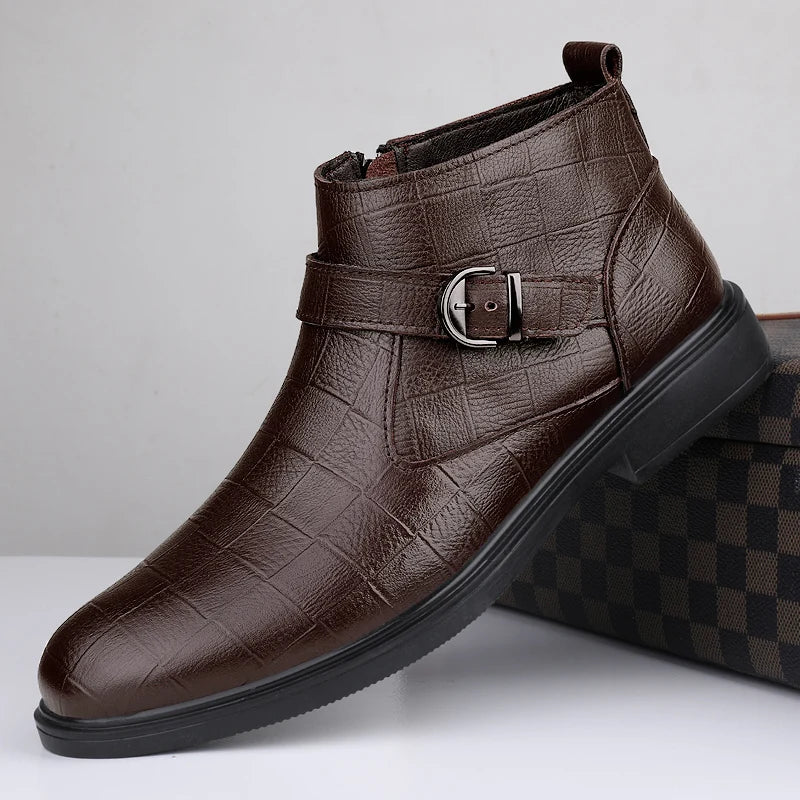 Men's Genuine Leather Casual Shoes,High-quality Thick-soled Boots