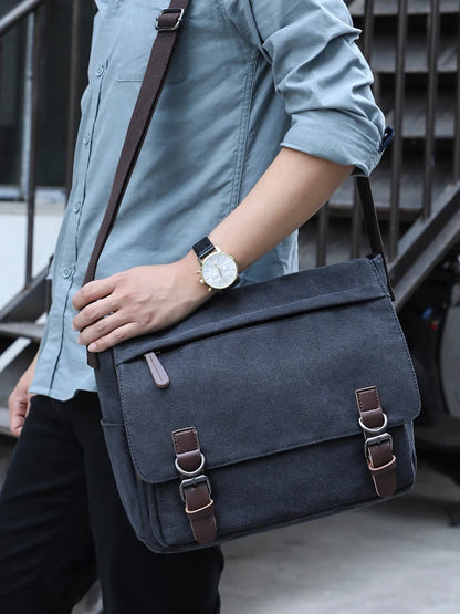 Vintage Bag Canvas Laptop Shoulder Bag Messenger Bag Men Casual Crossbody Bags School Bookbag