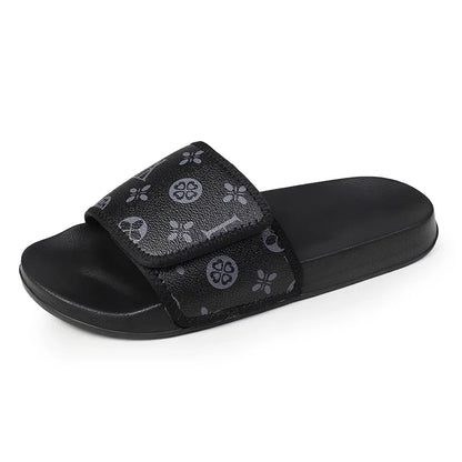 Men's Genuine Leather Slippers Flip Flop Slides