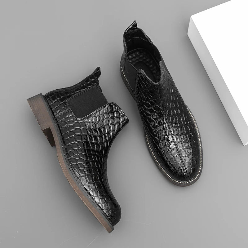 British Style Men's High Top Chelsea  Casual Leather Boots