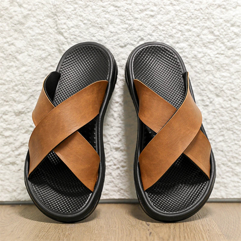 Men´s Leather Slippers with Soft Sole
