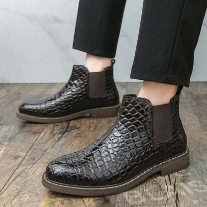 British Style Men's High Top Chelsea  Casual Leather Boots