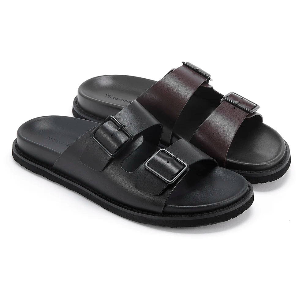 Calf Leather Men's Sandals Non-slip Custom Slides