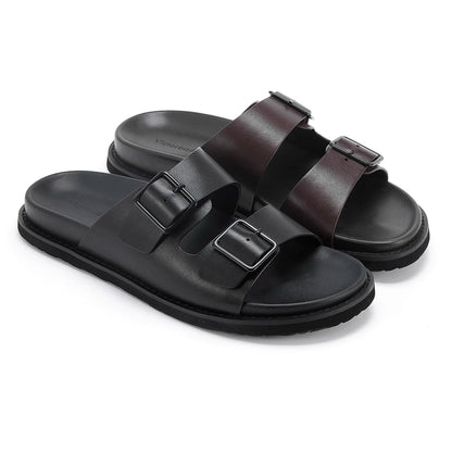 Calf Leather Men's Sandals Non-slip Custom Slides