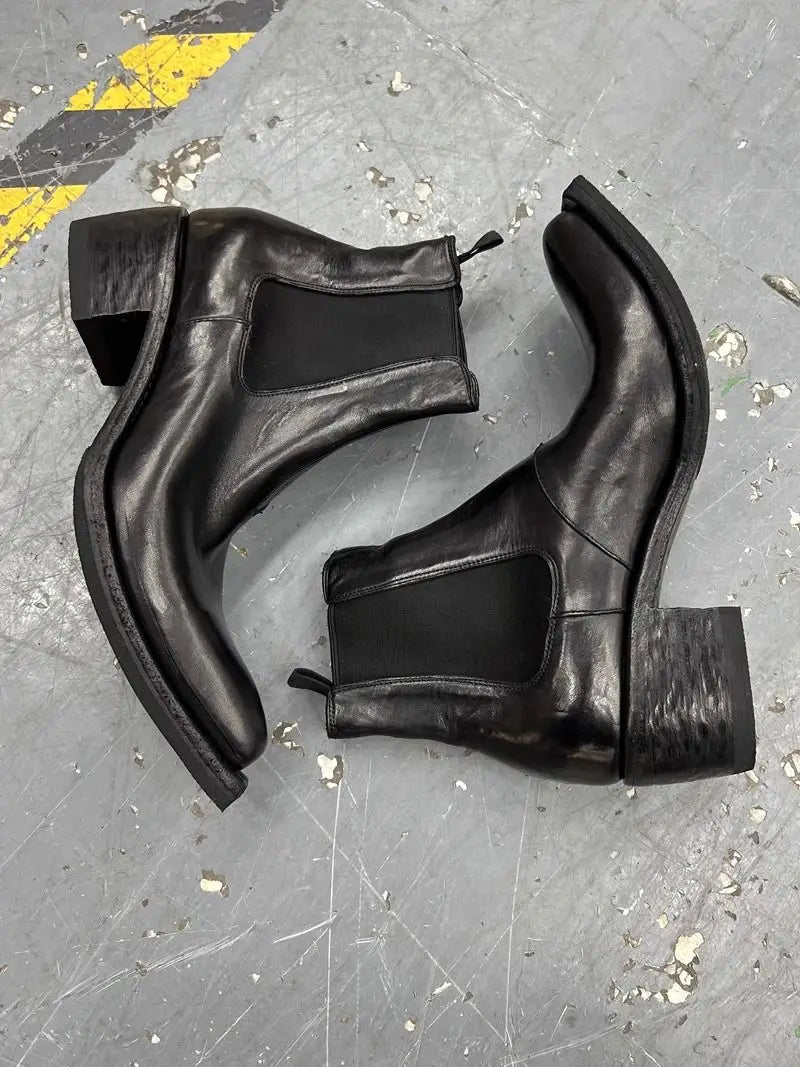 High-top Men's heightened thick-soled pointed-toed Chelsea British casual trendy high-heeled wizard boots