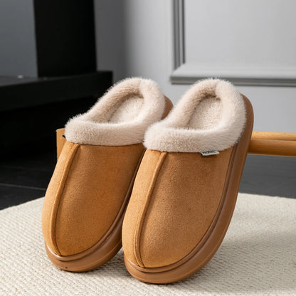 Men's Warm Non-Slip Slippers, Plush Fleece Lined Fuzzy House Shoes with Thick Sole for Indoor Home Use in Fall/Winter
