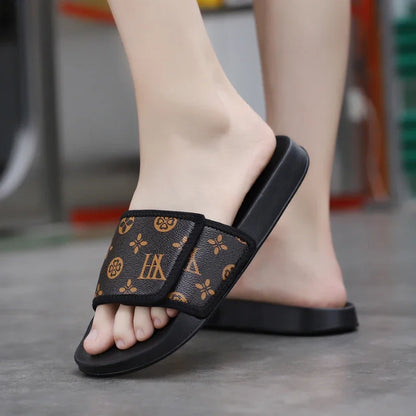 Men's Genuine Leather Slippers Flip Flop Slides