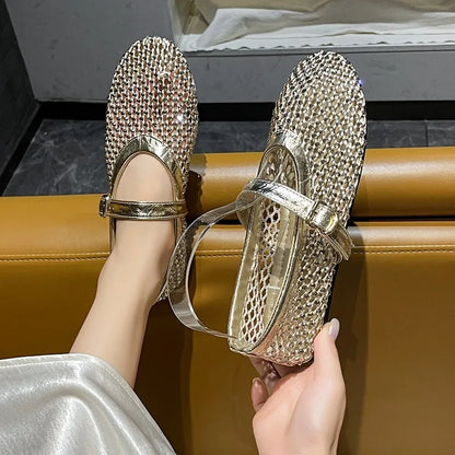 Women Mesh Ballet Flats Sandals Flat