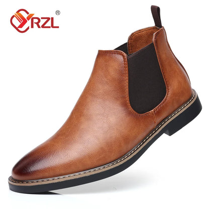 Men Chelsea Boots Brand Retro Comfortable PU Leather Ankle Boots