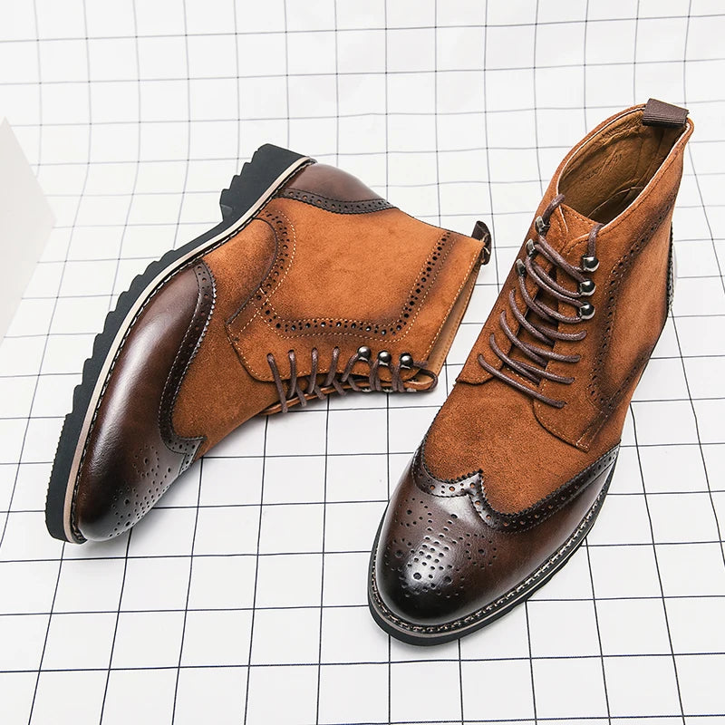 Classic Brogue Wingtip Lace-up High Ankle Business Boots