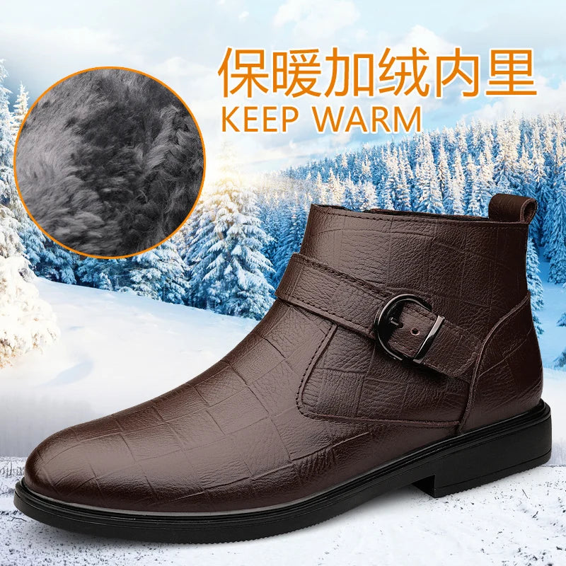 Men's Genuine Leather Casual Shoes,High-quality Thick-soled Boots