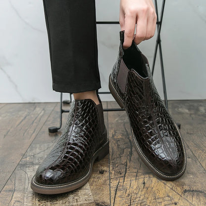 British Style Men's High Top Chelsea  Casual Leather Boots