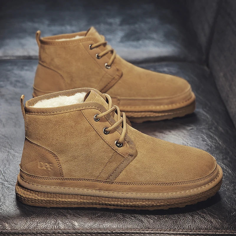 2025 Winter New Style Men's Snow Boots, Outdoor Casual Warm Shoes, Slip-On Men's Winter Minimalist Fashion Shoes