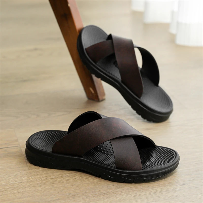 Men´s Leather Slippers with Soft Sole