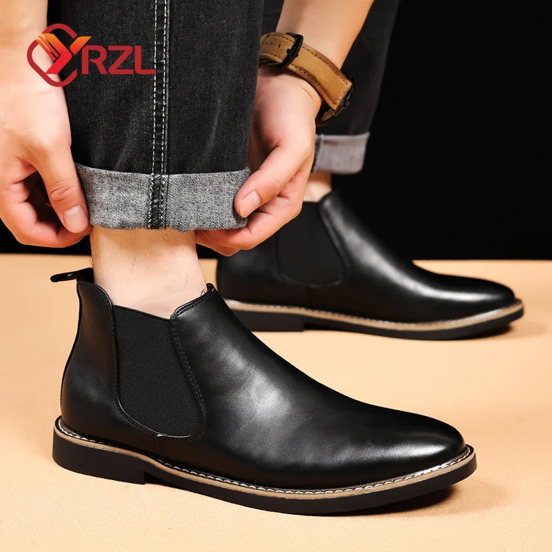 Men Chelsea Boots Brand Retro Comfortable PU Leather Ankle Boots