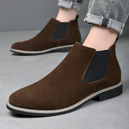 Fashion Men's Chelsea Boots Mid Top Leather Casual Shoes New Vintage Style Male Handmade Footwear Business Dress Man Ankle Boots