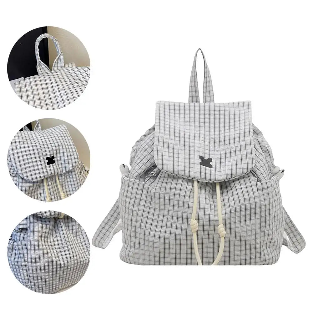 New Plaid Drawstring Backpack