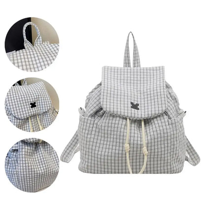 New Plaid Drawstring Backpack