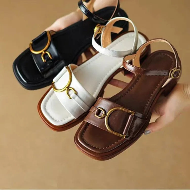 Women's  Thin Open-toed Buckle Low-heeled Shoes