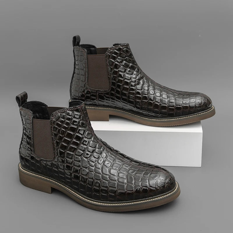 British Style Men's High Top Chelsea  Casual Leather Boots