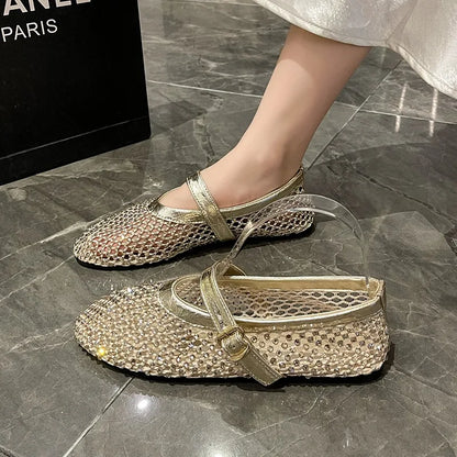 Women Mesh Ballet Flats Sandals Flat