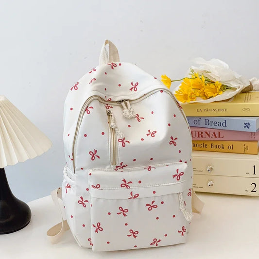 Bow Print  Straps Large Capacity Backpack for Daily Use