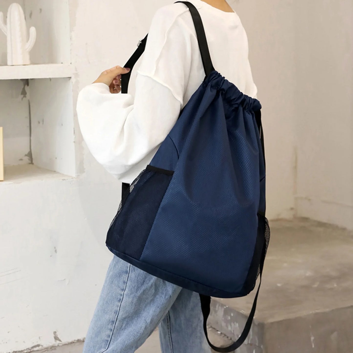 Men/Women Drawstring Pocket Backpack