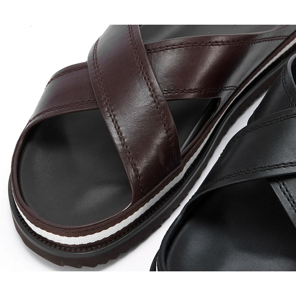 Men's Genuine Leather Slipper Flip Flop Slides