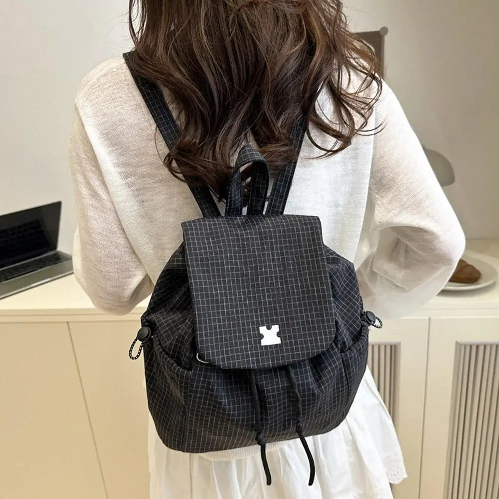 New Plaid Drawstring Backpack