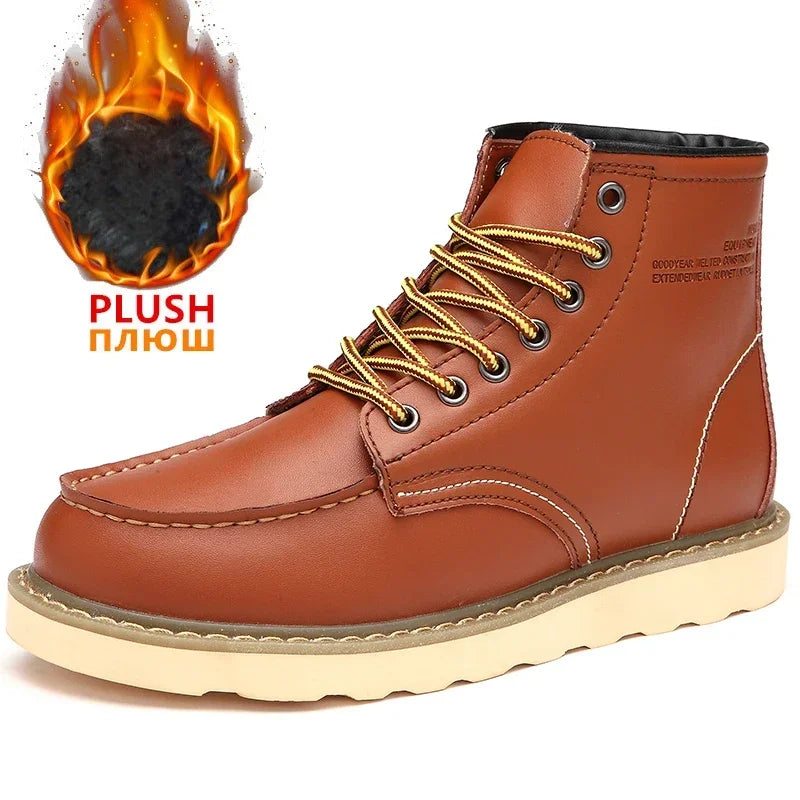 Men Leather  Boots with Fur Handmade