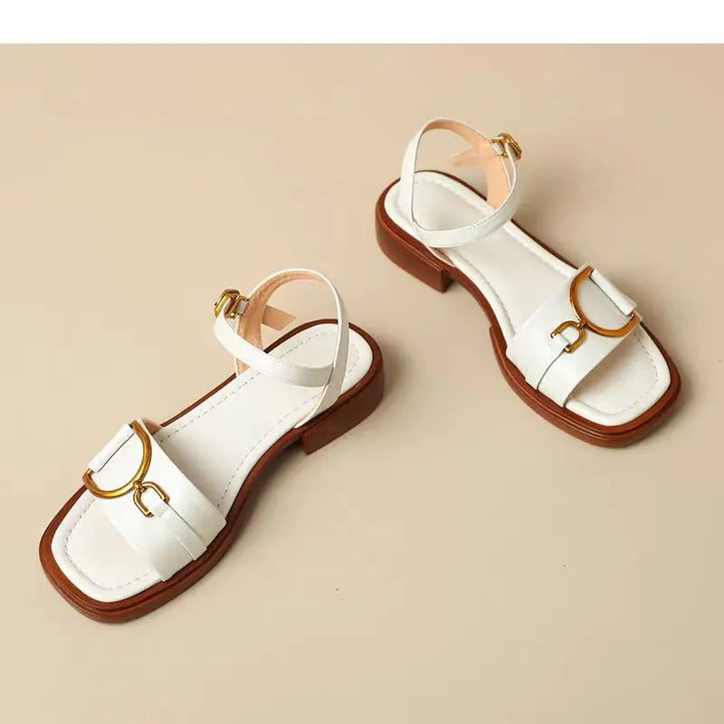 Women's  Thin Open-toed Buckle Low-heeled Shoes